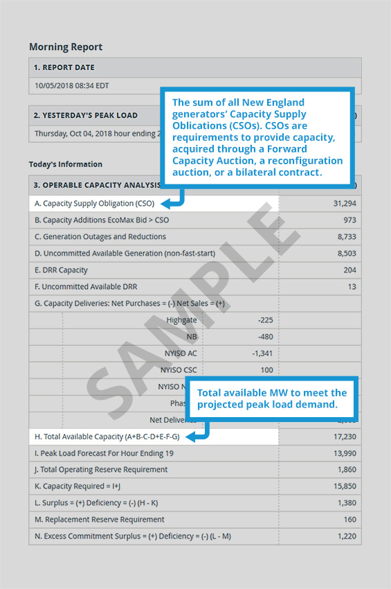 Annotated Morning Report sample