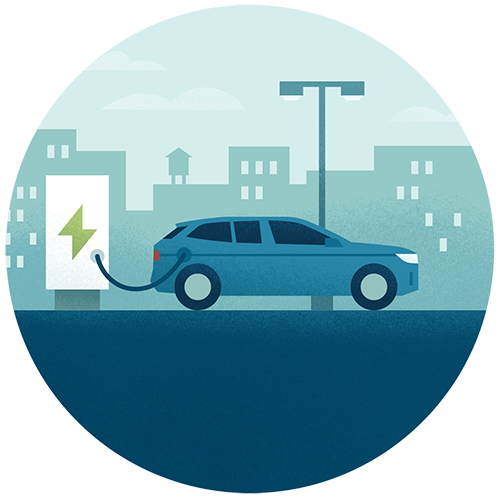 electric vehicle at charging station