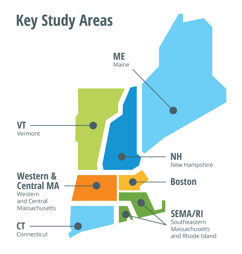 New England Key Study Areas Map